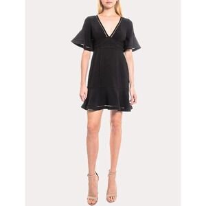 LIKELY New Messina Mini Dress Size 0 Black Fit Flare Flutter Sleeve